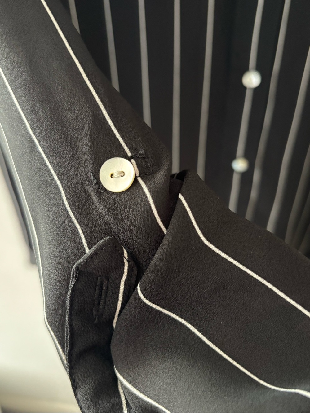Nanette Lepore Black Pinstripe Button-Down Blouse - Picture 6 of 6